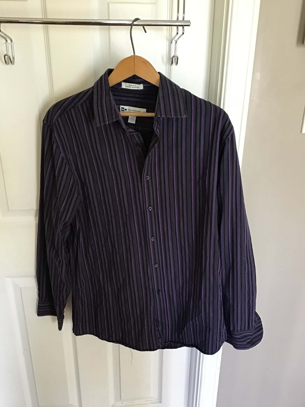 Men's Purple Striped Dress Shirt - Classic Button-Up
